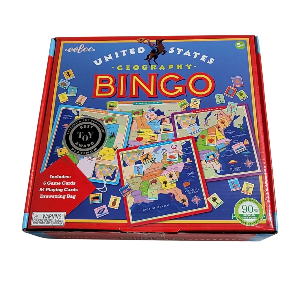eeBoo United States Geography Bingo Kids Game Blue Good 1 Missing Piece